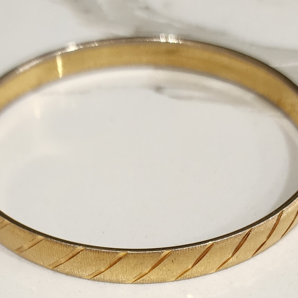 Monet Gold-Tone Diagonal Etched Bangle Bracelet